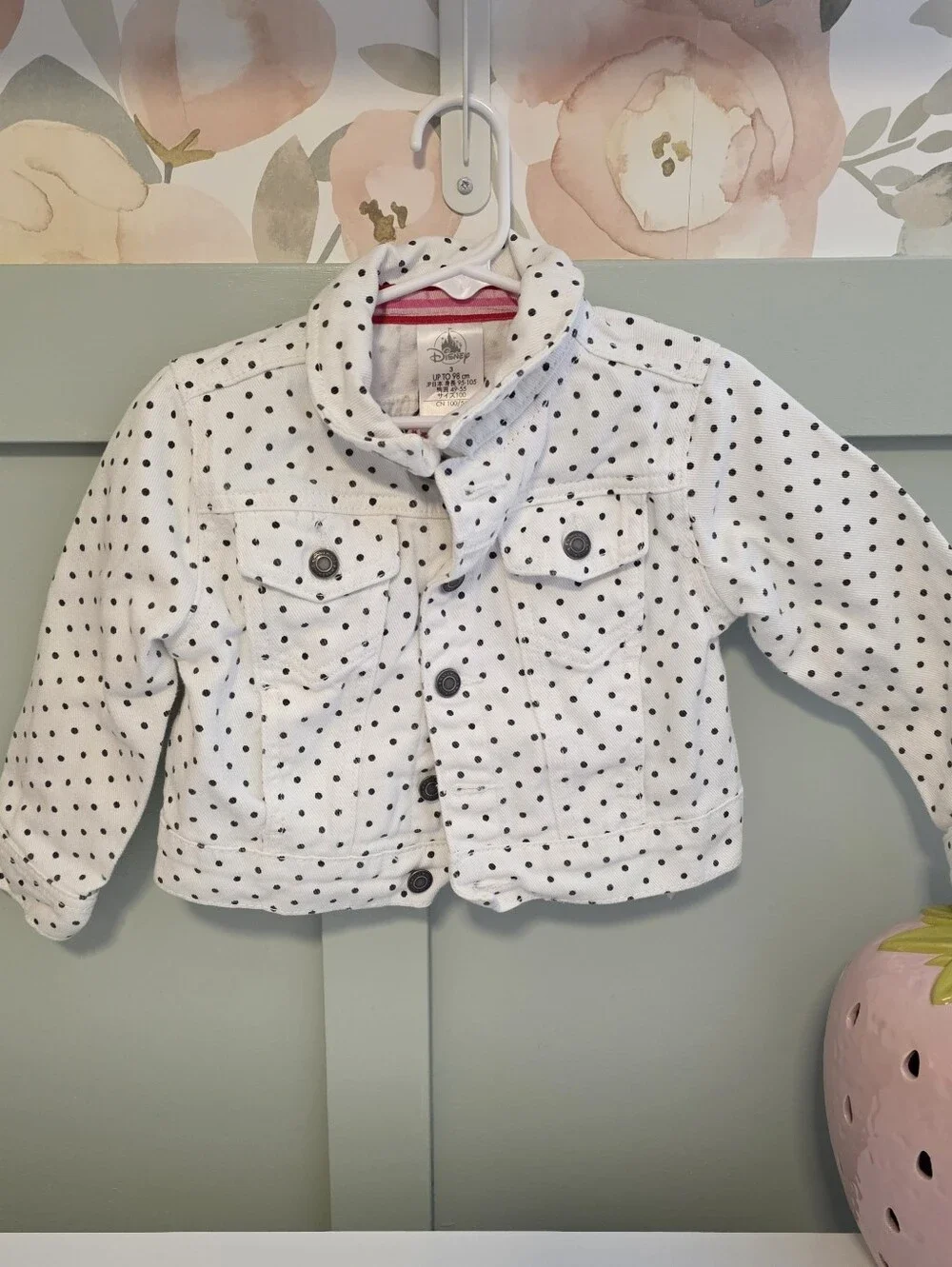 Disney 3 Or 3t Minnie Mouse Polka Dot Jacket - White with Black Dots